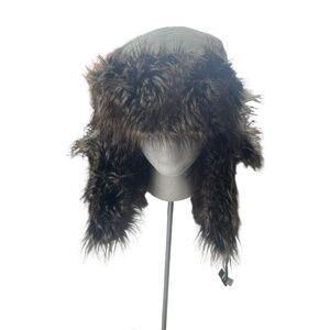 JOULES Trapper Hat L Dark Brown Aviator Faux Fur Ear Flaps Outdoor Warm